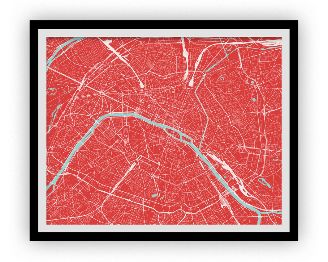Paris Map Print - Choose your color