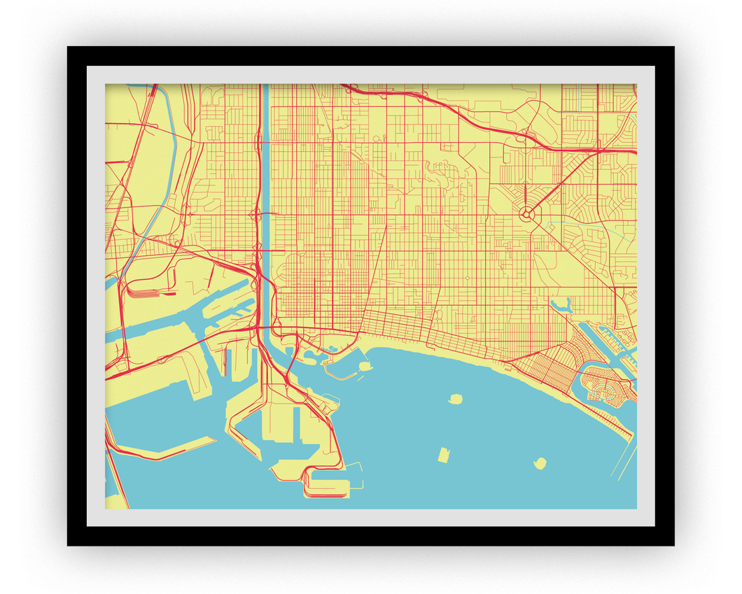 Long Beach Map Print - Choose your color