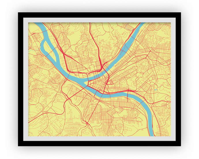 Pittsburgh Map Print - Choose your color