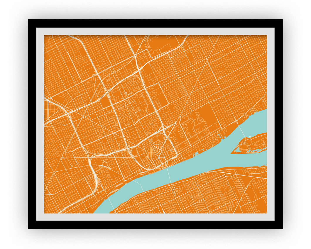Detroit Map Print - Choose your color