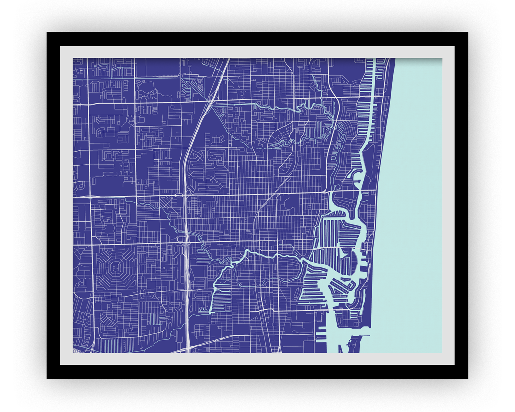 Fort Lauderdale Map Print - Choose your color
