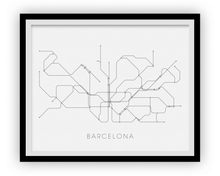 Load image into Gallery viewer, Barcelona Subway Map Print - Barcelona Metro Map Poster
