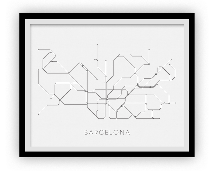 Barcelona Subway Map Print - Barcelona Metro Map Poster
