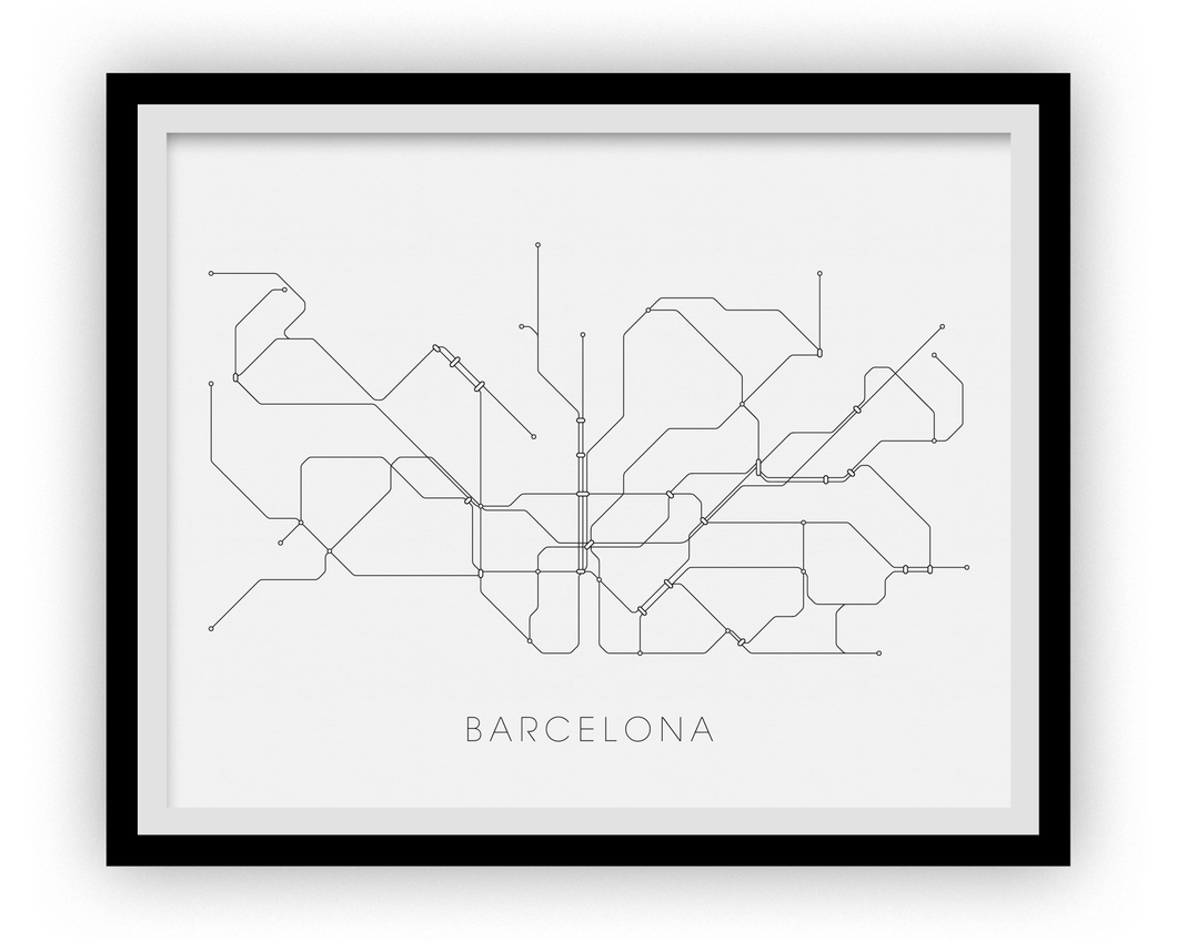 Barcelona Subway Map Print - Barcelona Metro Map Poster