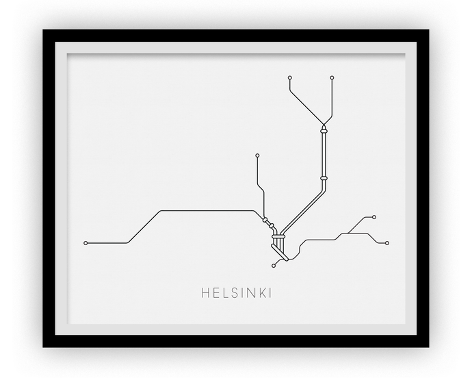 Helsinki Subway Map Print - Helsinki Metro Map Poster