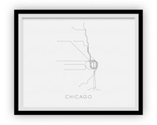 Load image into Gallery viewer, Chicago Subway Map Print - Chicago Metro Map Poster
