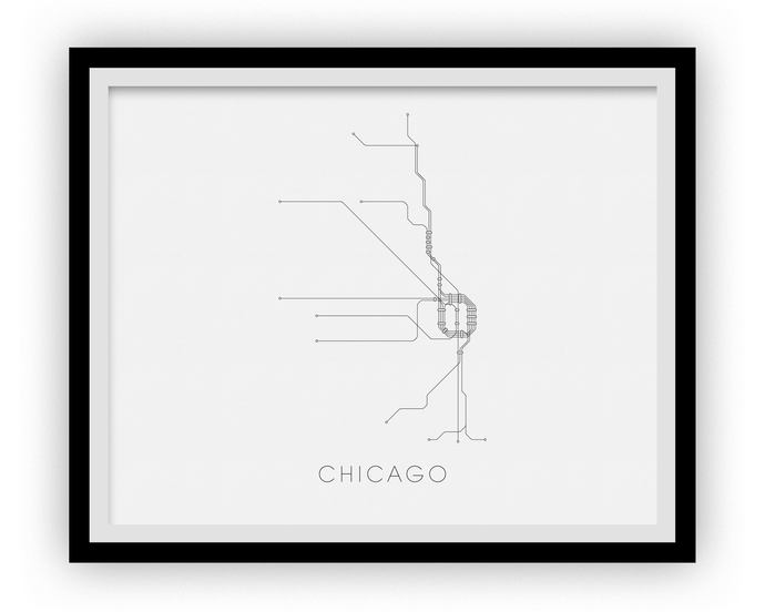 Chicago Subway Map Print - Chicago Metro Map Poster