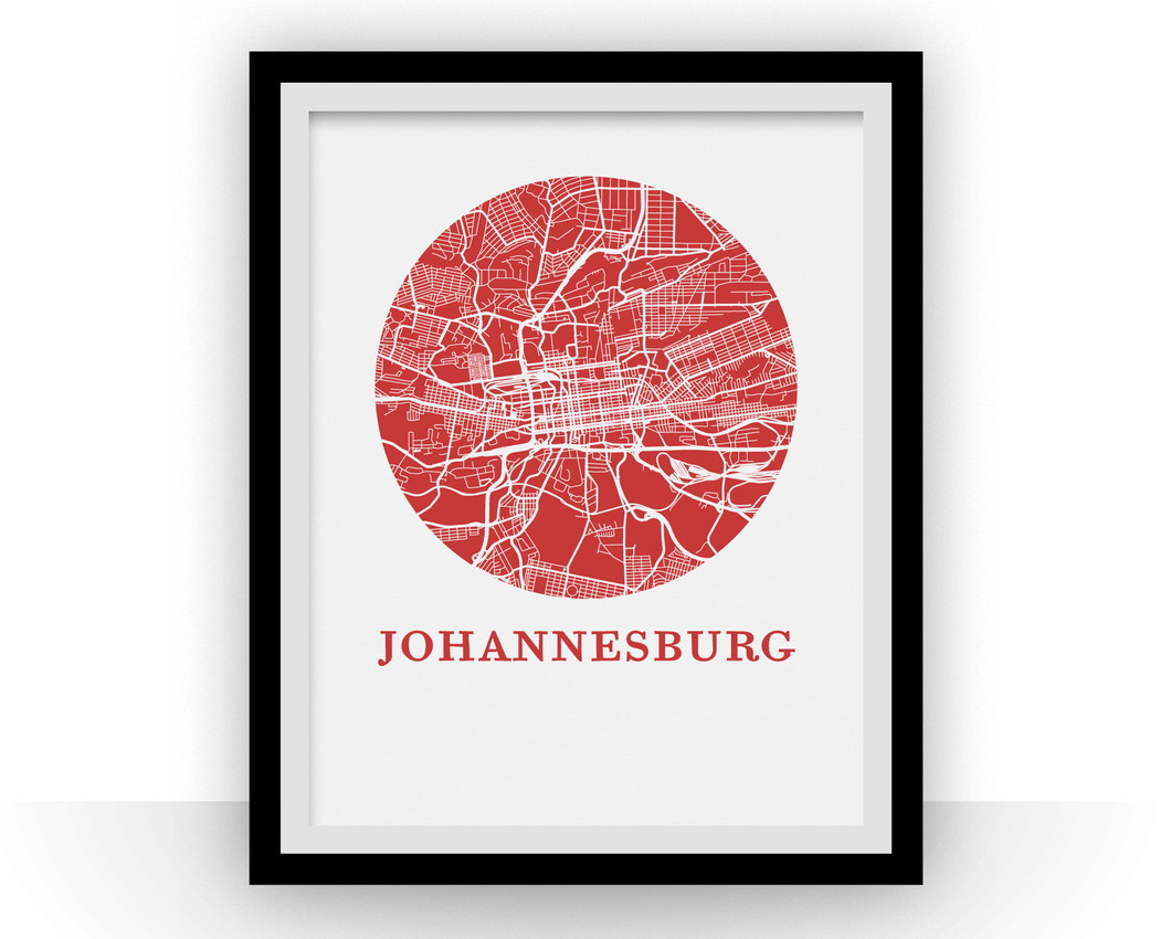 Johannesburg Map Print - City Map Poster